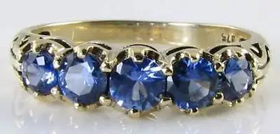 Divine 9k Gold Natural Ceylon Sapphire Eternity Band Vintage Ins Fine Ring  • $494