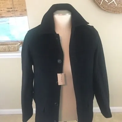NEW J.Crew University 100% Wool Winter Coat Jacket Peacoat Black Men's X Small • $149.99