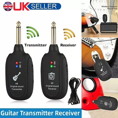 UHF Wireless Guitar System Transmitter & Receiver Rechargeable Battery 50M Range • £14.29