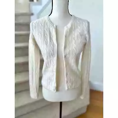 Vintage J.Crew Cableknit Cashmere Cream Cardigan • $31.20