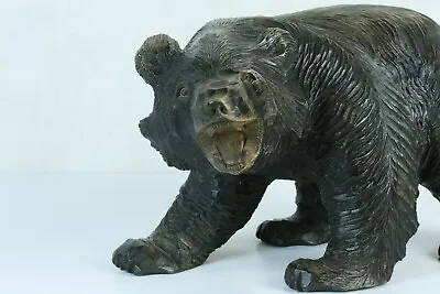 £165 • Buy Vintage Japanese Black Carved Wooden Bear Growling 32cm, Mid 20th Century