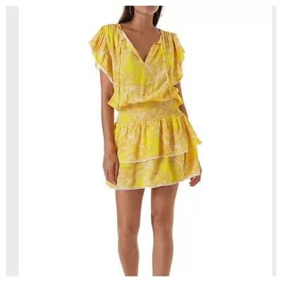 Melissa Odabash **Once Worn**  KERI TROPICAL YELLOW SHORT DRESS Small 8 10 • £39.99