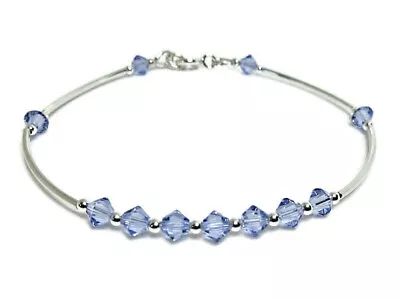 Sparkly Purple Swarovski Crystals Handmade Bangle Bracelet Gift Sterling Silver  • £25