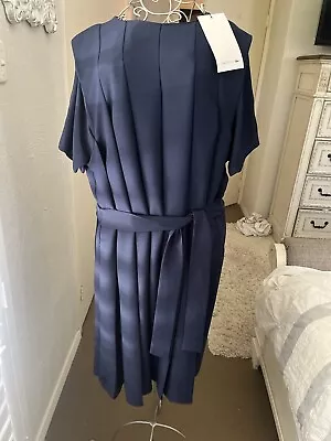 LACOSTE NWT $380 Navy Marine Pleat Dress Blue Sz S • $58