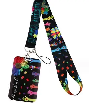Lot Autism Kids Lovely Key Chain Lanyard Acrylic ID Badge Holder Key Neck Strap • $34