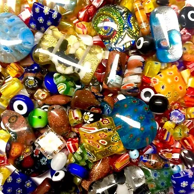 150g Lampwork Glass Beads Multicolour Multi Style And Shapes 4mm-25mm • £5.99