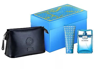 Versace Eau Fraiche Travel Set 3 PCS 3.4 OZ EDT SPRAY3.4 OZ S/G Travel Bag MEN • $89.99