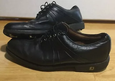 FOOTJOY ICON MENS SIZE 11m 52163 BLACK LEATHER WATERPROOF GOLF SHOES • $24.99