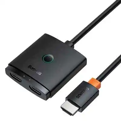 Baseus HDMI Switch With 1m Cable 4K 60Hz Switcher 2 In 1 Port Bi-Direction • £14.99