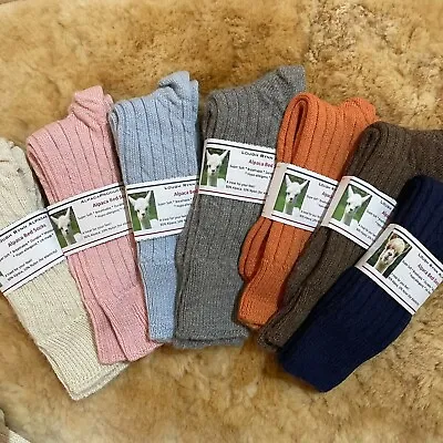 £16.99 • Buy 90% ALPACA Wool Bed Socks Maximum Comfort Pink Cream Blue Grey Thermal Warm