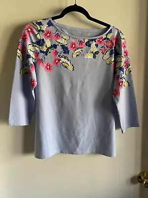 Talbots T Scoop-neck/3/4 SleevesGray-Blue/Butterfly Print Size PL Or PM • $7