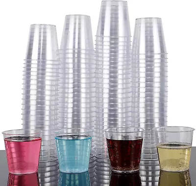 100 Shot Glasses 1Oz Clear Plastic Disposable Hard Cups Mini Cups Great Contai • $11.88