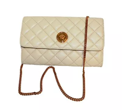 Versace DBSI159S Medusa Chain Wallet Bag Evening Quilted Lamb+Lamb Leather • $2139.87