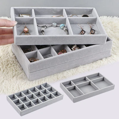 Velvet Earring Tray Slots Ring Case Necklace Box Jewelry Display Storage Holder • $8.57