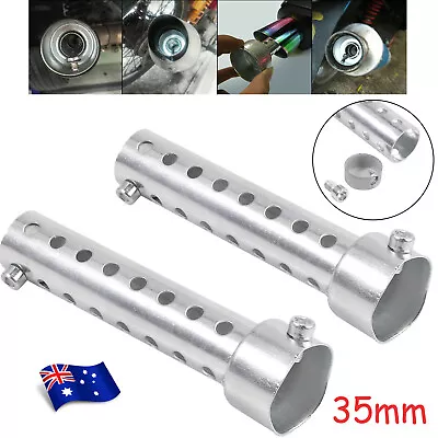 2X 35mm Motorbike Exhaust Can Muffler Baffle DB Killer Silencer Sliver Universal • $17.85
