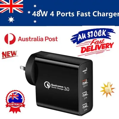 QC3.0 48W PD Fast Charging Charger Multi USB Type C Wall Adapter 4 Port AU Plug • $17.86