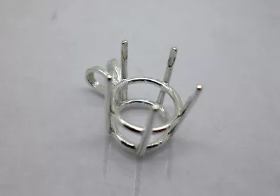 $7.25 • Buy 9mm - 15 Mm Round Pre-Notched Sterling Silver 5-Prong Pendant Basket Mounting