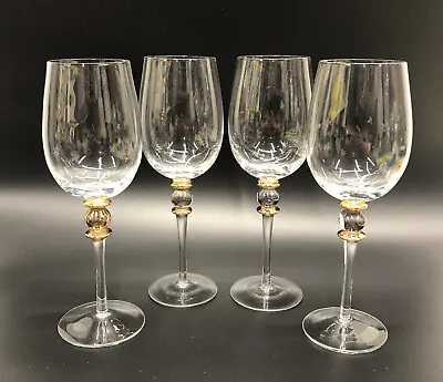 Set Of 4 Multi Color Ball Stem Irredescent Footed Red White Wine Cocktail Glass • $21