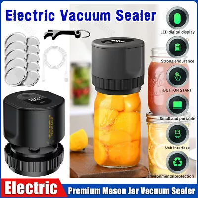 Mason Jar Vacuum Ever Sealer Electric Kit Automatic Cordless Can Sealing Machine • $19.99