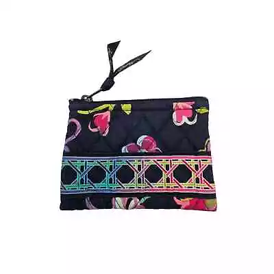 Vera Bradley Zipper Coin Purse Retired Navy Multi 2012 Ribbons Print • $11.99