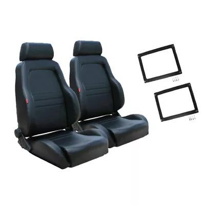 Sports Bucket Seats Black PU Leather Reclinable For Holden VN VP VR VS VT Pair • $949