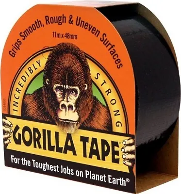 Gorilla Tape Black 48mm X 11M Roll Heavy Duty Waterproof Strong Duct Gaffer Tape • £9.32