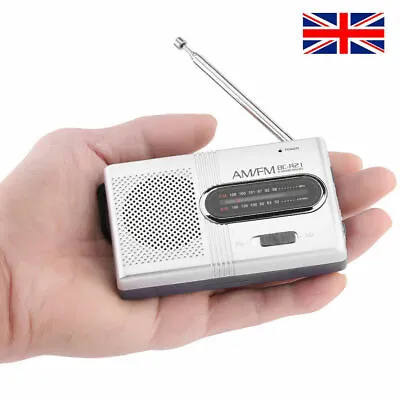 Portable Mini Pocket Travel AM FM Radio Battery Powered Built-in Speaker Stereo • £8.49