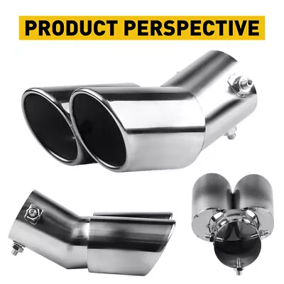 Rear Dual Exhaust Pipe Tail Muffler Tip Auto Accessories Replace Chrome Tips EXD • $18.99