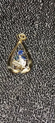 Vintage 14K GF Heart  Pendant / Charm - Signed PPC Blue Stones With Leaf • $15.75