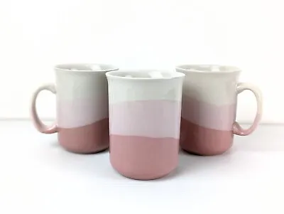 Vintage Pink Ombre Ceramic Coffee Mugs Set X 3 Retro Cute Kitchenware • $29