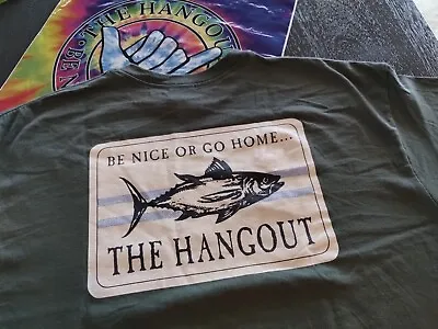 Myrtle Beach The Hangout Shirt  (100% Cotton Adult XL Tee) Army Green Fish Tuna • $17.99