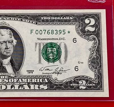 1976 STAR NOTE $2 TWO DOLLAR BILL (ATLANTA F ) Low Serial Number Uncirculated • $27.90