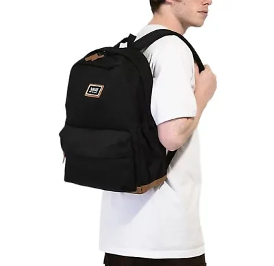 VANS Realm Plus Backpack Black Brown Unisex Laptop Sleeve Zip VN0A34GLBLK • $29.99