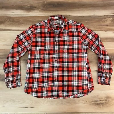 J Crew Shirt Mens Large Midweight Flannel Red Plaid Button Up Classic Fit • $19.99