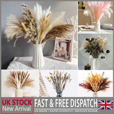 25-84Pcs Pampas Grass Natural Dried Flowers DIY Feather Grass Bouquet Home Decor • £6.99