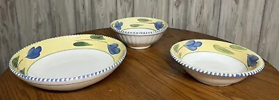 Set 3 MAXAM Mediterranean Pasta Soup Cereal Bowl Hand Painted Made In Italy-read • $26.80