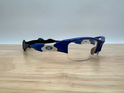 Used Oakley Flak Jacket Good Sunglasses/frames - Blue/white - Fast Shipping! • $60