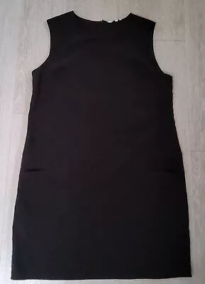 £4.50 • Buy Black Suede Effect Pinafore Dress UK 16. Two Front Pockets, Back Concealed Zip.