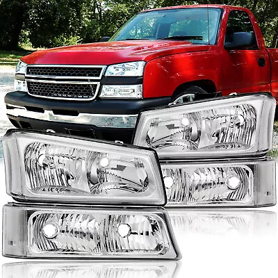 For 2003-2006 Chevy Silverado Avalanche Headlights W/ Bumper Lamps Clear • $60.95