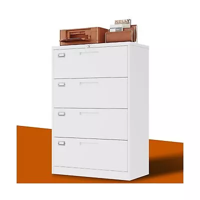 4 Drawer File Cabinet With Lock Metal Lateral File Storage Cabinet Office Hom... • $171.18