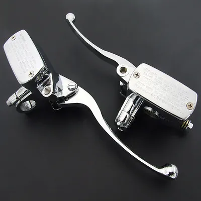 7/8  Handlebar 22mm Chrome Hand Control Reservoir Brake Clutch Levers Motorcycle • $46.90