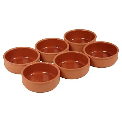 6 Pc Brown Terracotta Ramekin Set 12cm Oven Cooking Dish Serving Tapas Dip Bowl • £9.99