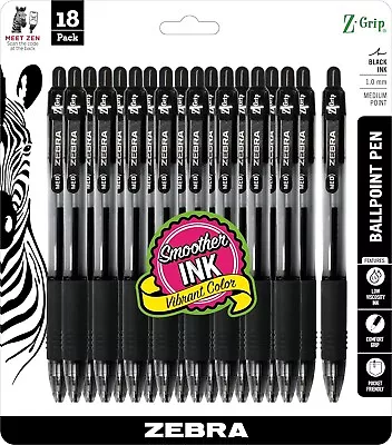 Z-Grip Retractable Ballpoint Pen Medium Point 1.0mm Black Ink 18-pack • $10.37