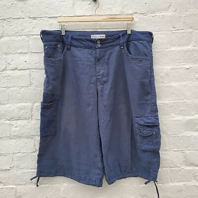 Vintage Fat Face Linen Blend Cargo Combat Shorts Size 42 Waist • £28