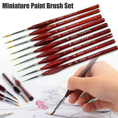 9X Miniature Paint Brush Set Professional Sable Hair Fine Detail Art Nail Model • $8.42