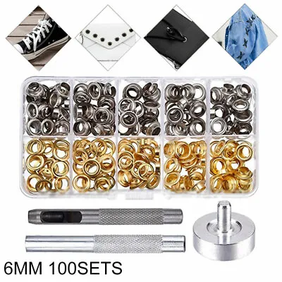 6mm Eyelet Punch Die Tool DIY Kit Eyelet Washer Grommet For Leather Craft Banner • £7.63