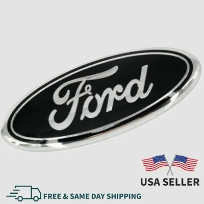 $27.99 • Buy BLACK & CHROME 2005-2014 Ford F150 FRONT GRILLE/ TAILGATE 9 Inch Oval Emblem 1PC