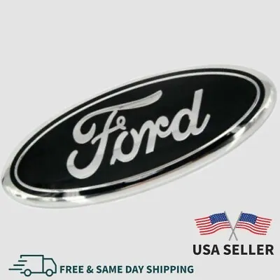 BLACK & CHROME 2005-2014 Ford F150 FRONT GRILLE/ TAILGATE 9 Inch Oval Emblem 1PC • $18.99