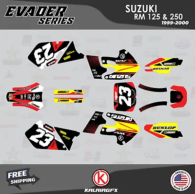 Graphics Kit For SUZUKI RM125 RM250 1999 2000 99 00 EVADER-Red-Yellow • $87.99