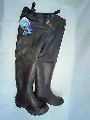 New Men 8 Pro Gear Rubber Hip Wader Black Insulated Fishing Reinforced Knee Boot • $48